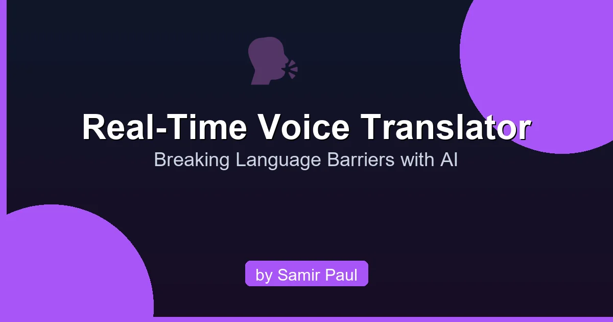 Real-Time Voice Translator is an innovative machine learning project that enables instant voice translation between languages while preserving tone, emotion, and speaker intent. Built with Python, deep learning, and advanced NLP techniques for seamless cross-cultural communication.